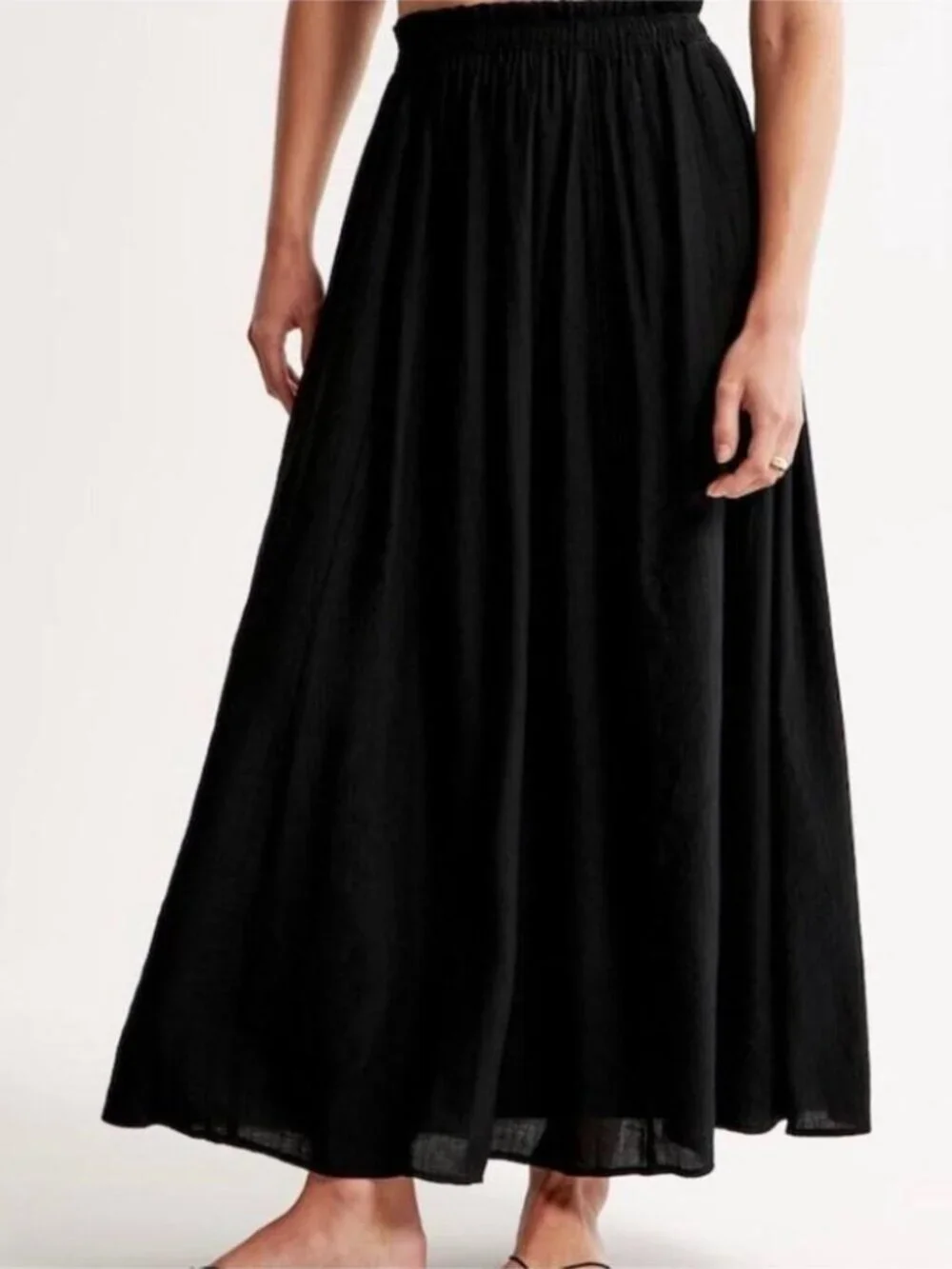 Abercrombie & Fitch Crinkle Maxi Skirt NWT Textured Pull On Black Size Small
